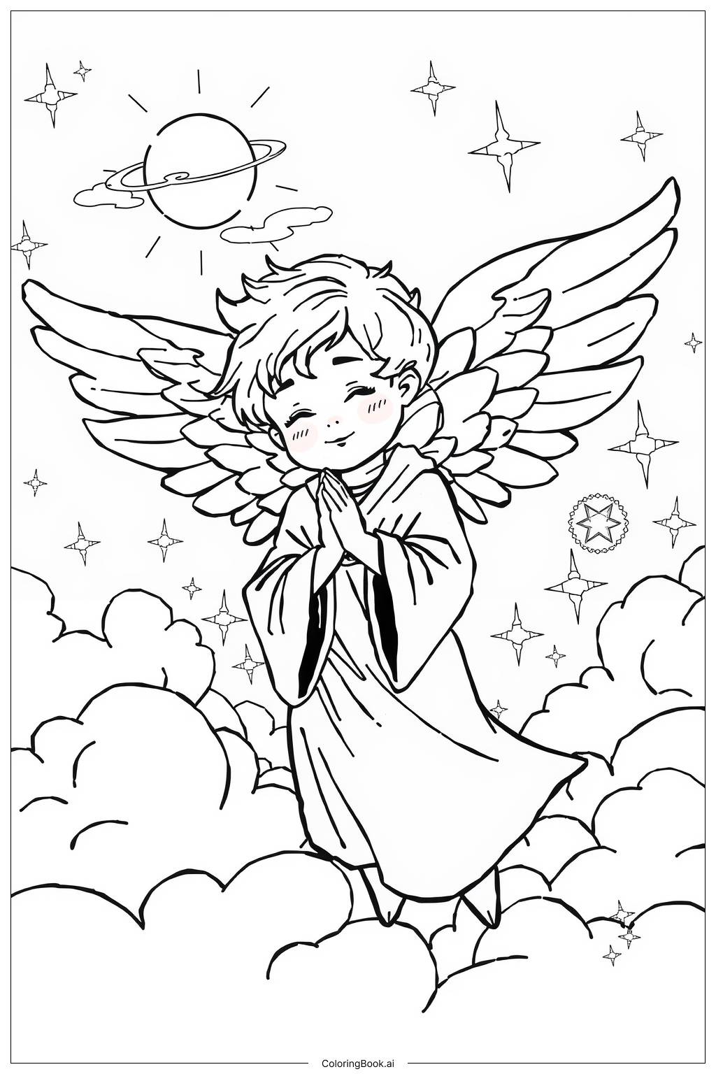  Little Angel Praying-2 Coloring Page 