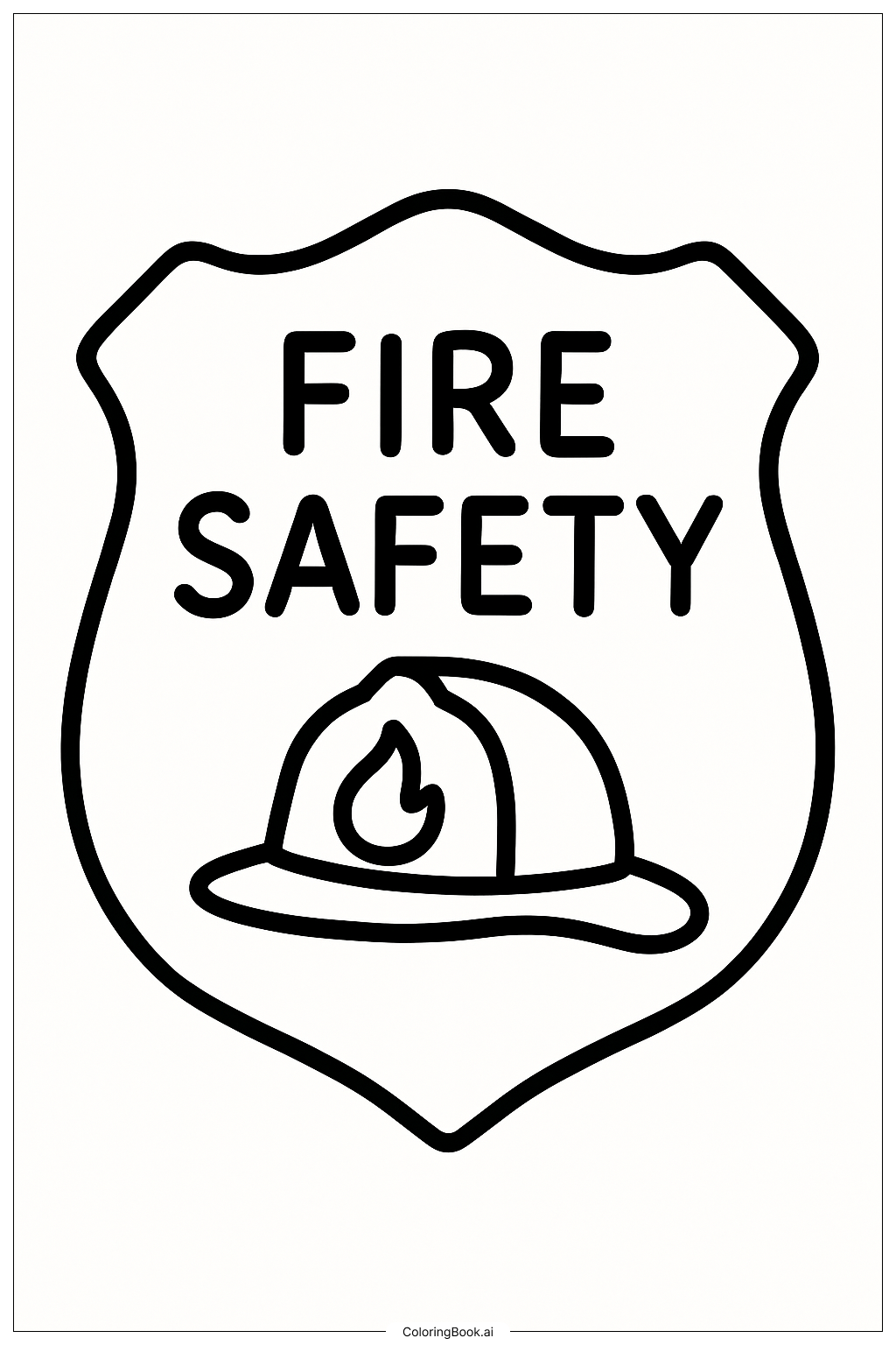 消防安全消防员徽章填色页