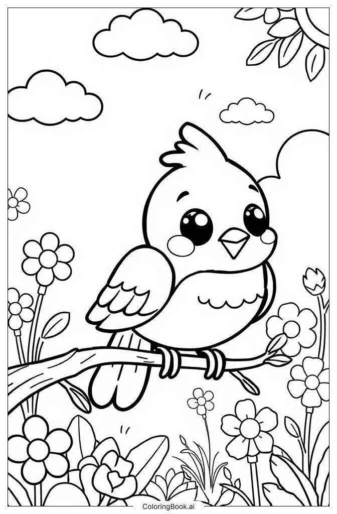  Cute bird Coloring Page 