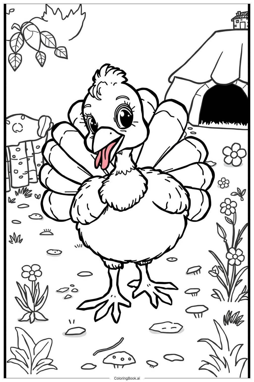  Baby Turkey Wobbling-2 Coloring Page 