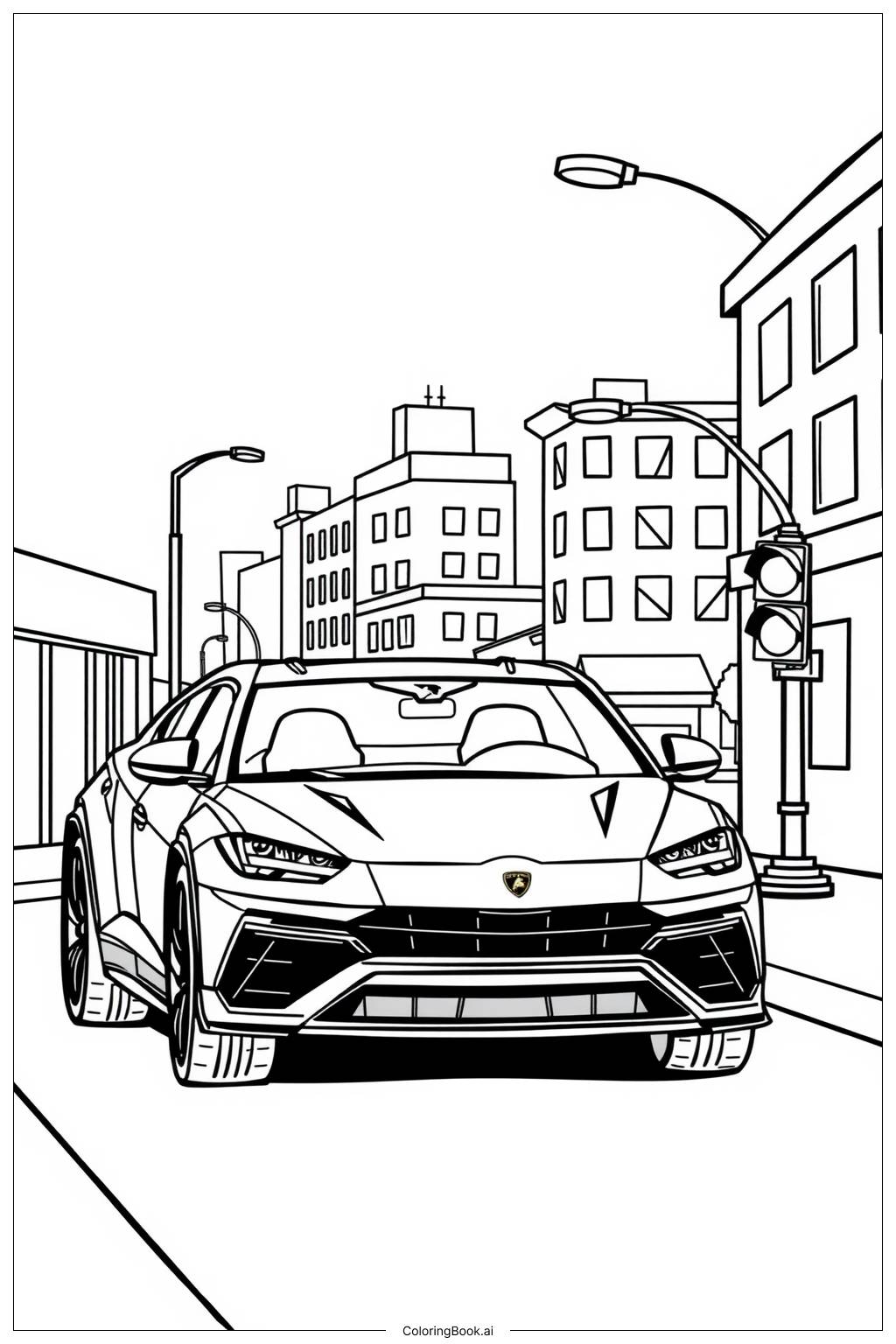  Page de coloriage Aventure en ville avec l'Urus 