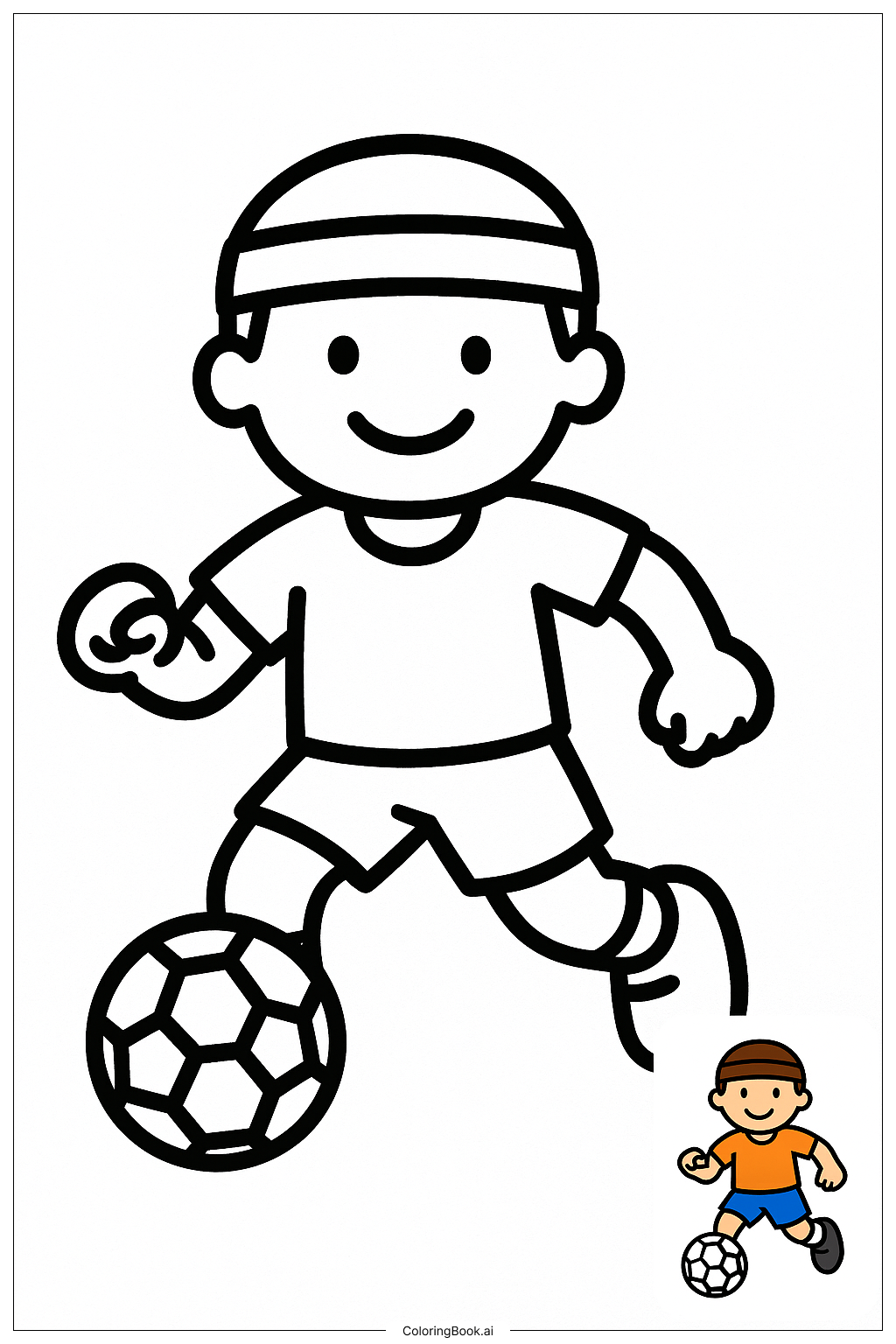  Page de coloriage Joueur de Football avec Bandeau 