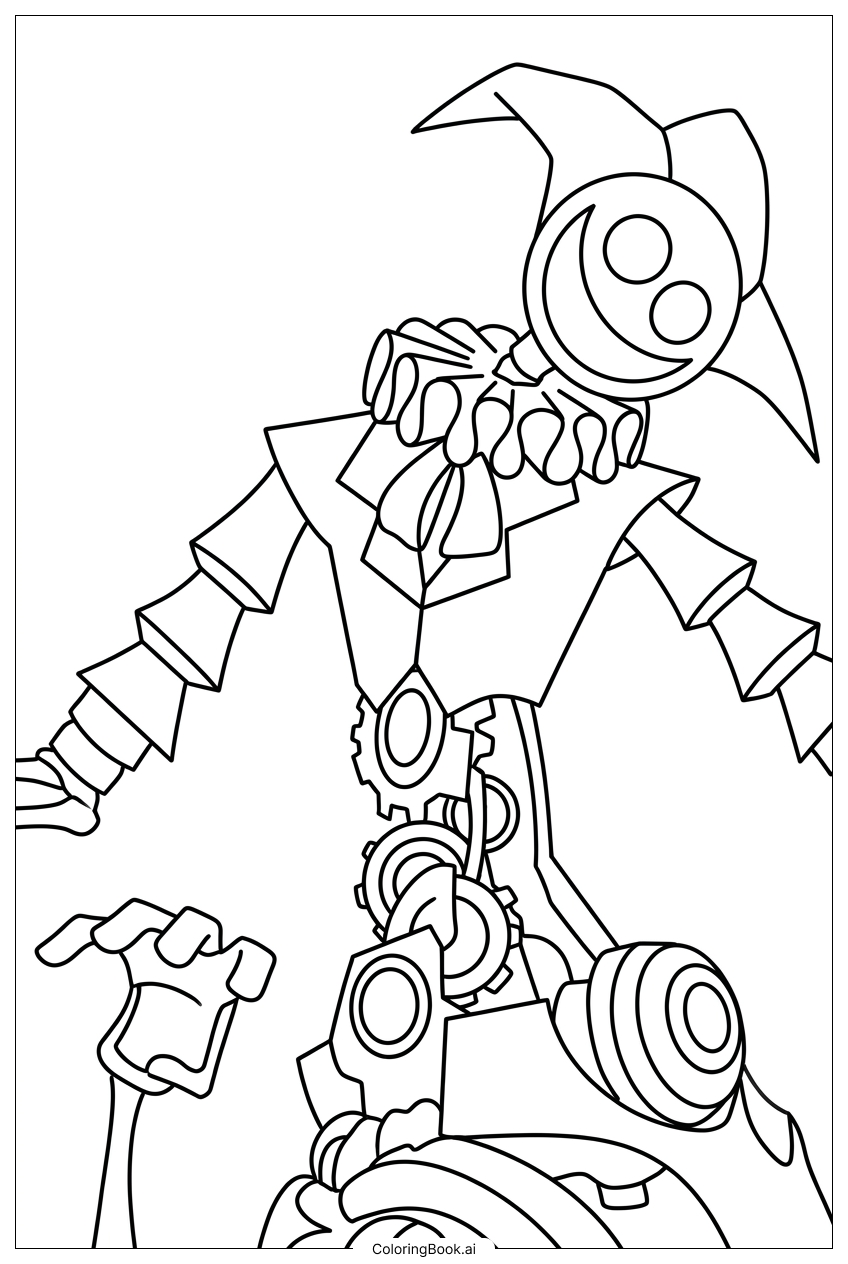 Prototype Poppy Playtime 露齒齒輪傾斜姿勢著色頁