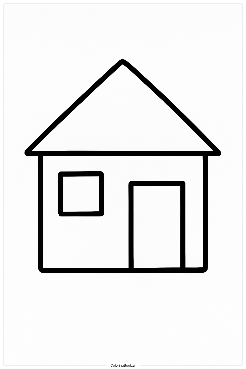 My First House Drawing Coloring Page