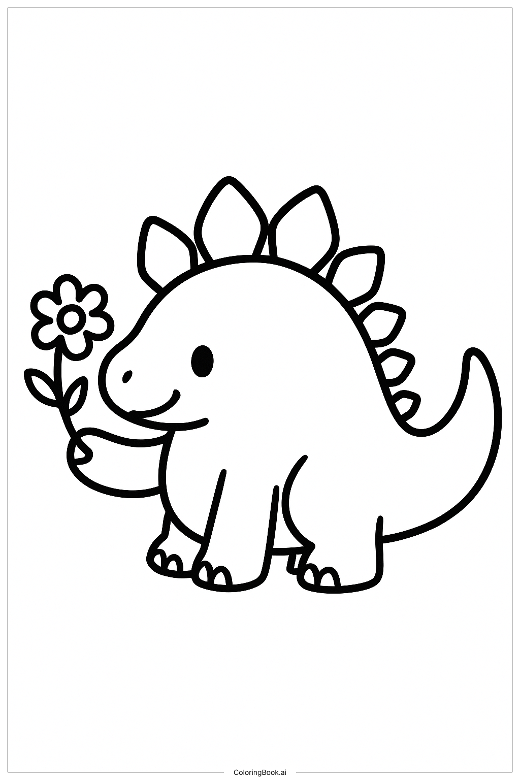 Stegosaurus mit einer einfachen Blume Ausmalseite