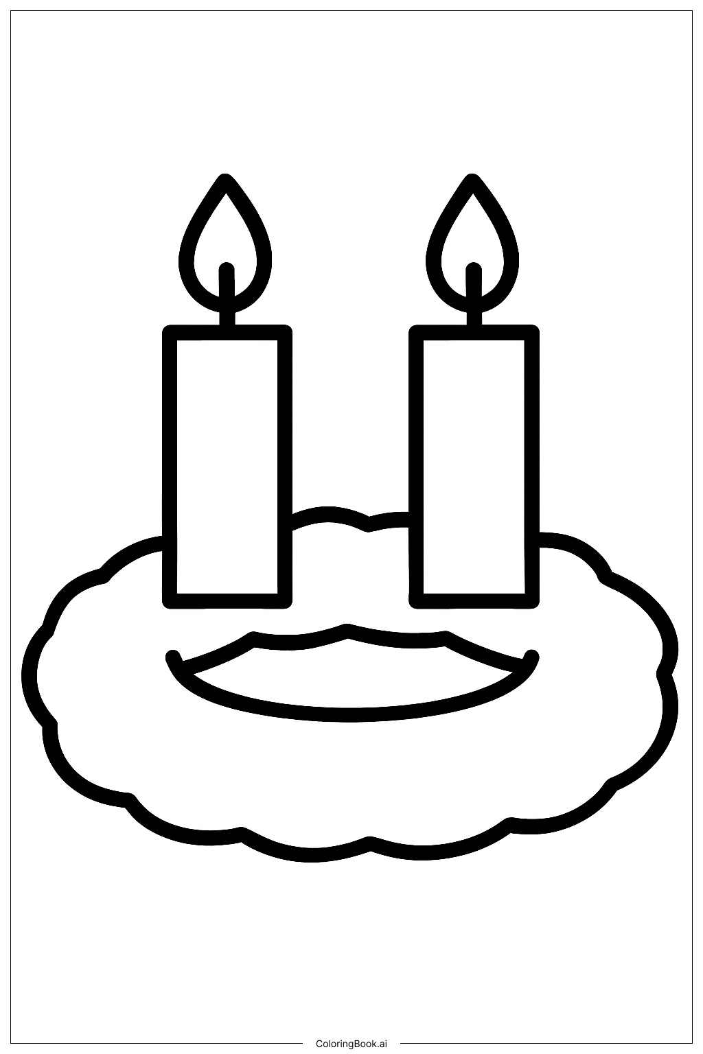  Two Candles Lit Advent Wreath Ausmalseite 