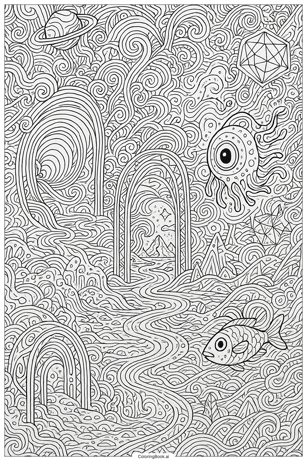  Trang tô màu Một Cái Nhìn Ảo Dị Vào Một Chiều Không Gian Khác 