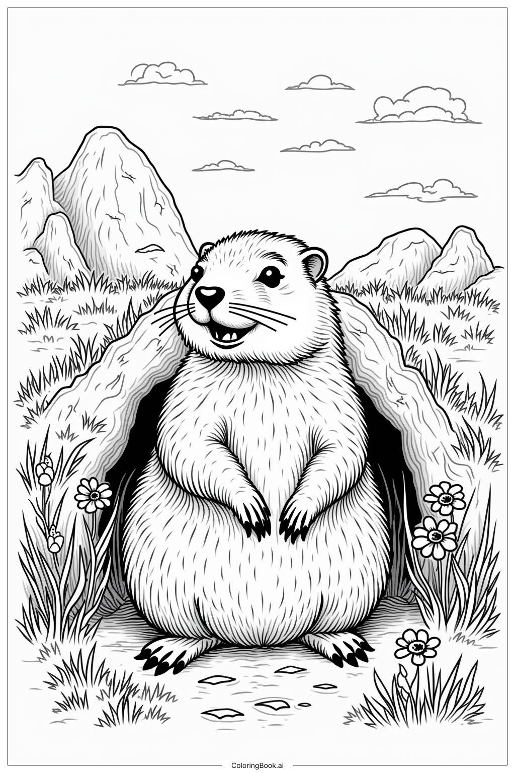  Ground Hog Predicting Spring on Ground Hog Day Coloring Page 