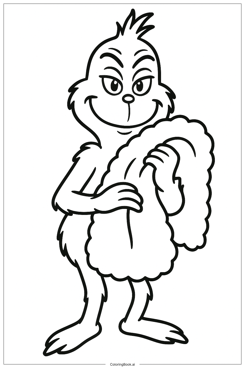  The Grinch Holding Cozy Blanket Coloring Page 