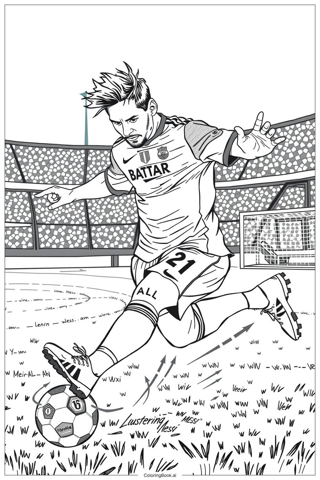  messi kicking a ball-2 Coloring Page 