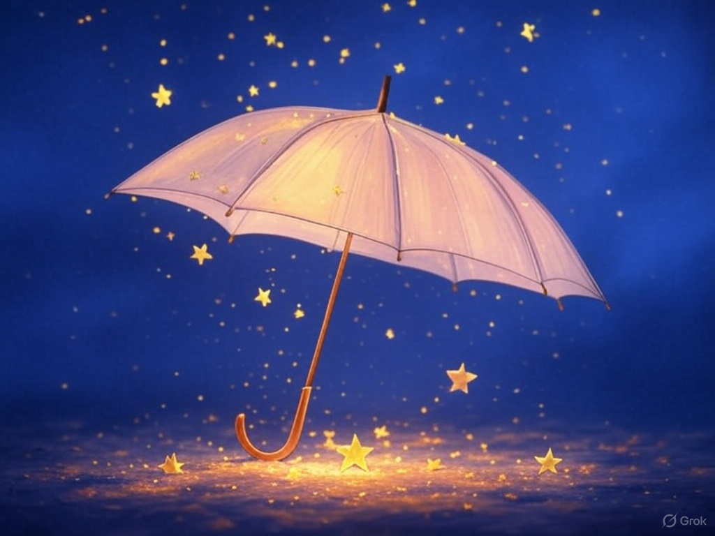 Fantasievolle Regenschirme unter einem Sternenhimmel: Ein kreatives Ausmalbilder-Abenteuer