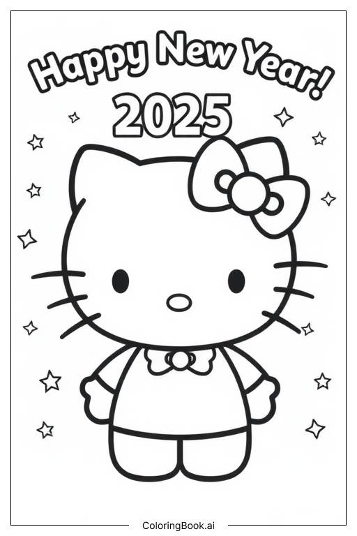  Trang tô màu hello kitty 2025 chúc mừng năm mới-3 