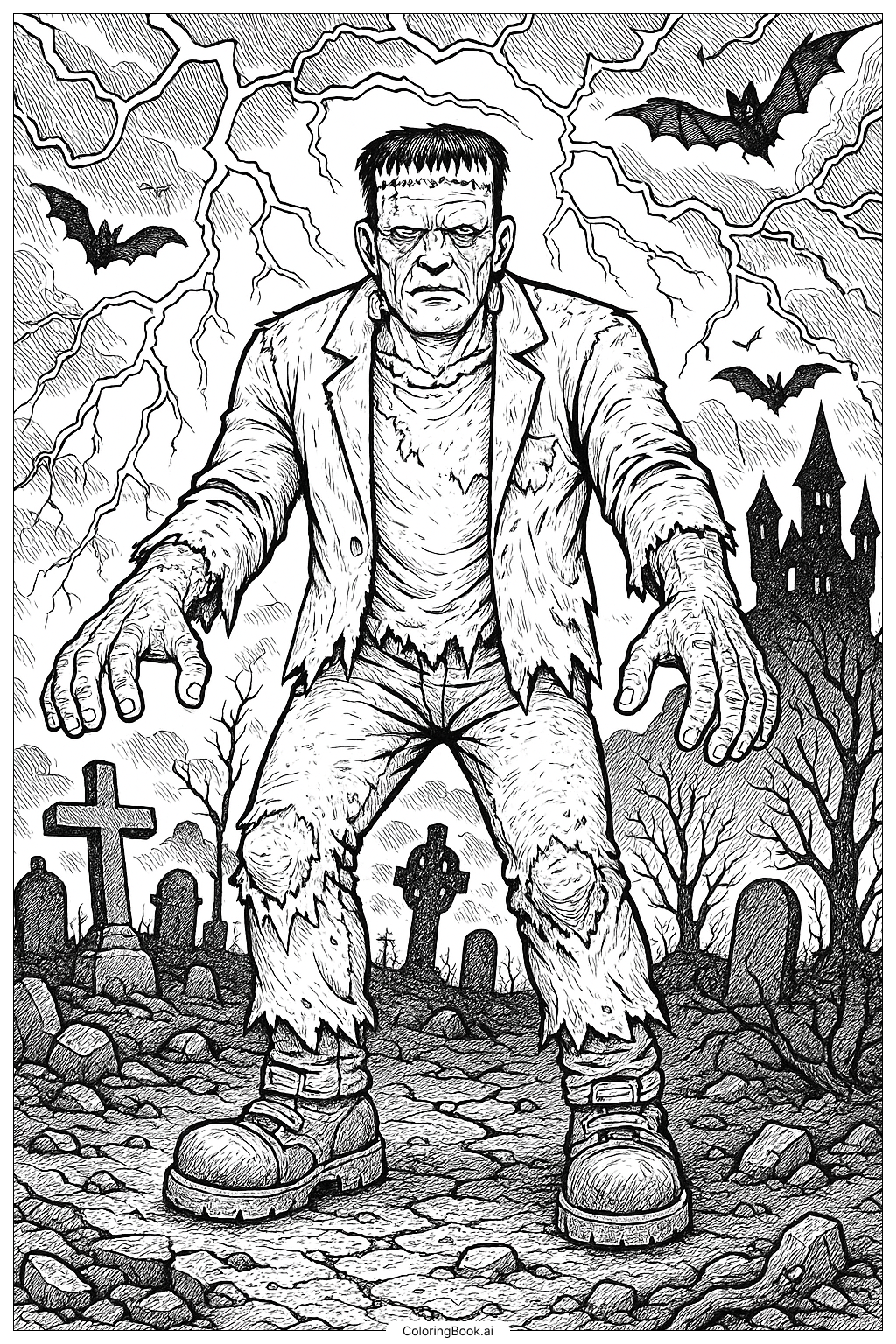 Frankensteins Monster in einer stürmischen Nacht