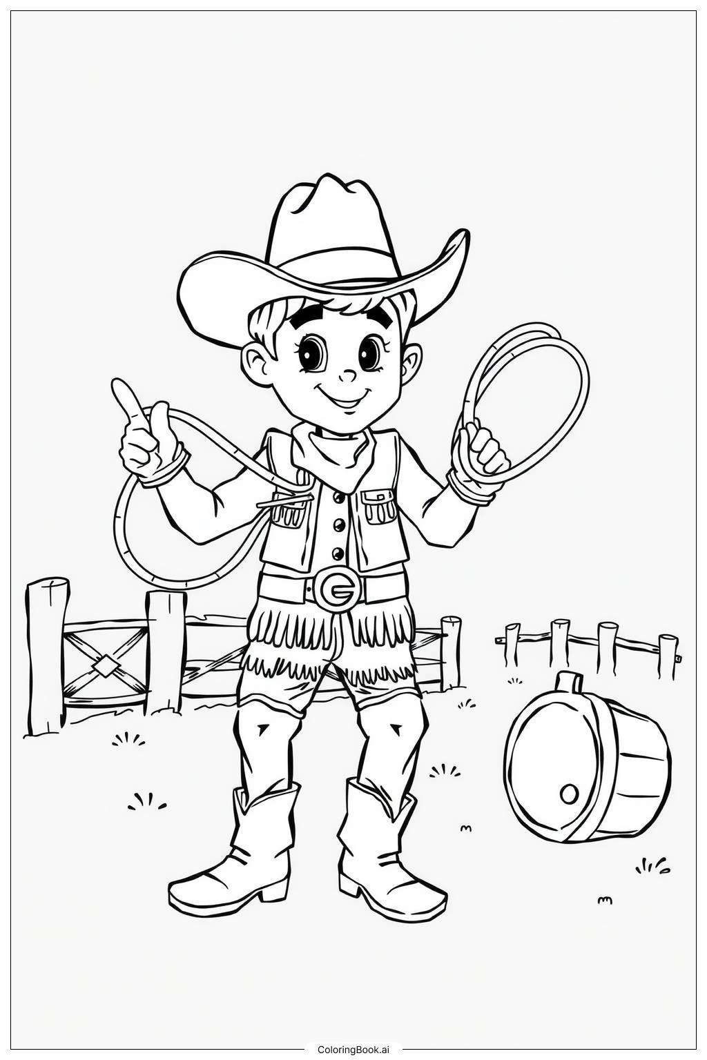  Cowboy at a rodeo, showcasing skills Coloring Page 