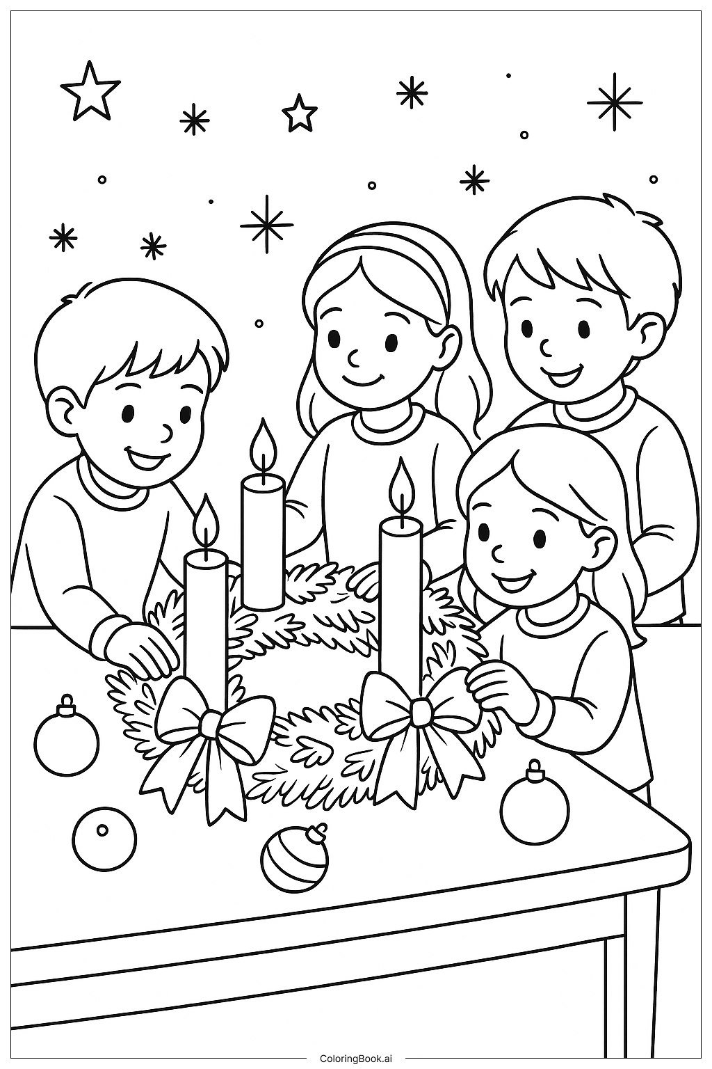  Decorating an Advent Wreath Ausmalseite 