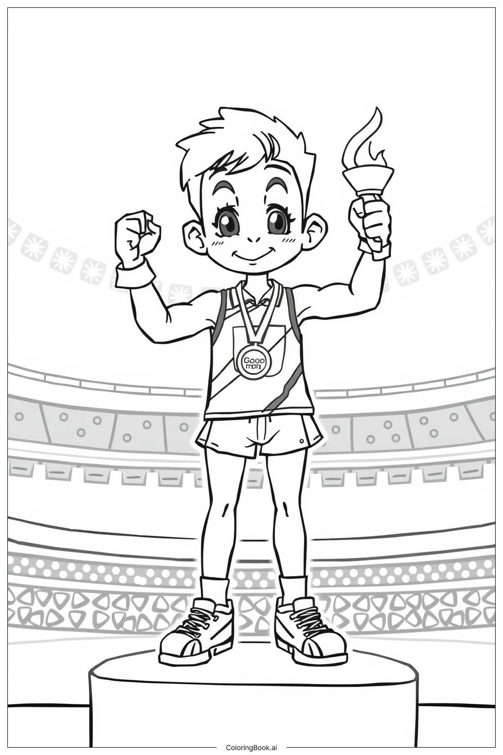  Olympic Journey of a Young Athlete Coloring Page 