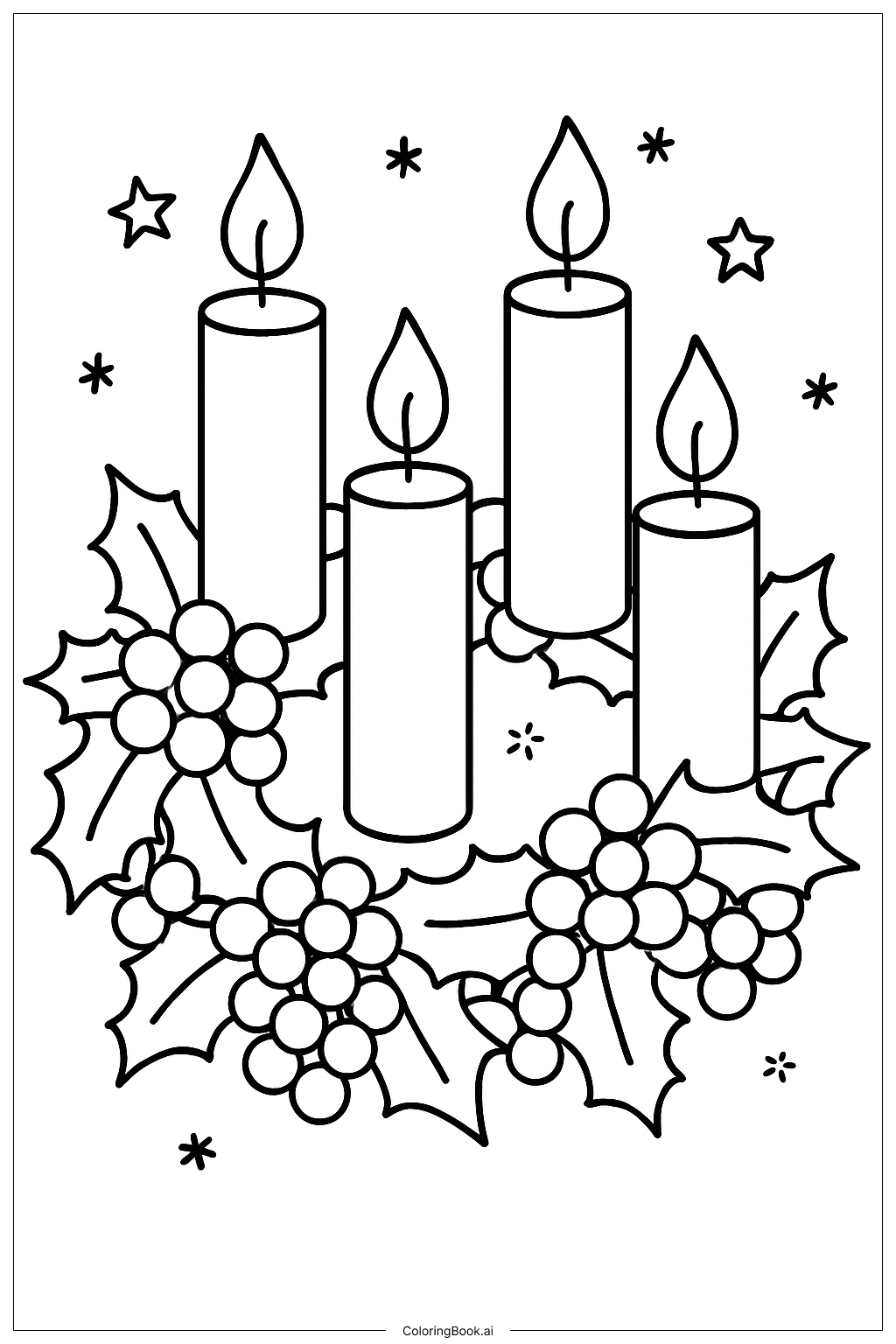  베리와 함께하는 대림절 화환 색칠공부 페이지 