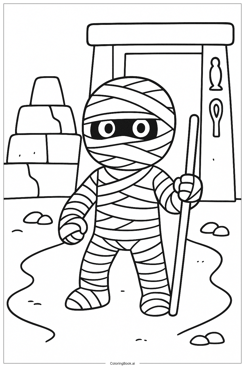  Mummy Guarding A Tomb Entrance Coloring Page 