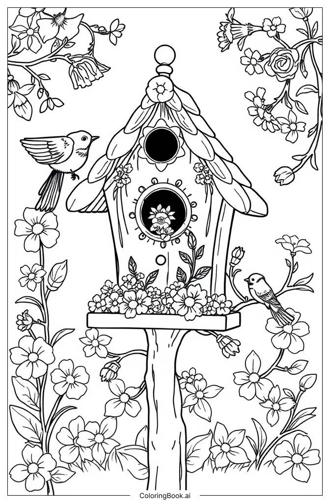  Bird House2 Coloring Page 