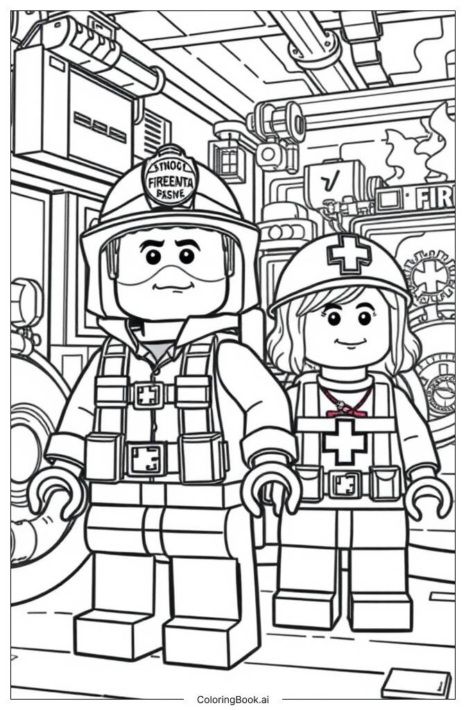  Lego Fire Station Emergency Rescue Coloring Page 