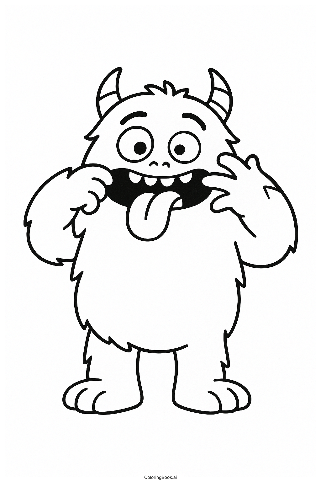  Page de coloriage Yeti faisant une drôle de tête 