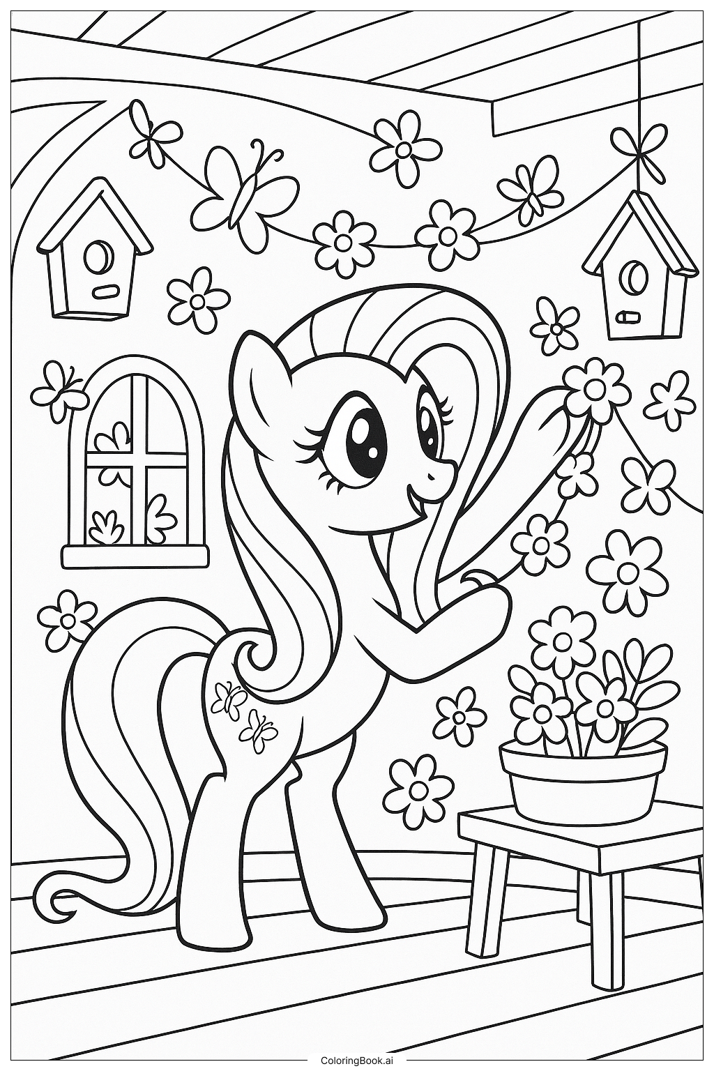  Trang tô màu Fluttershy Trang Trí Nhà Mùa Xuân 