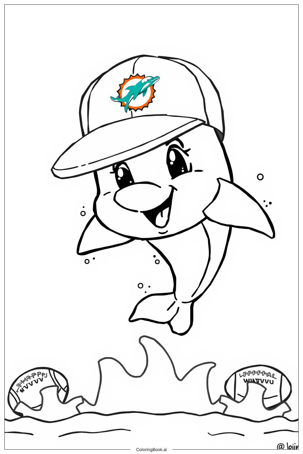  Página para colorear de Delfines de Miami 