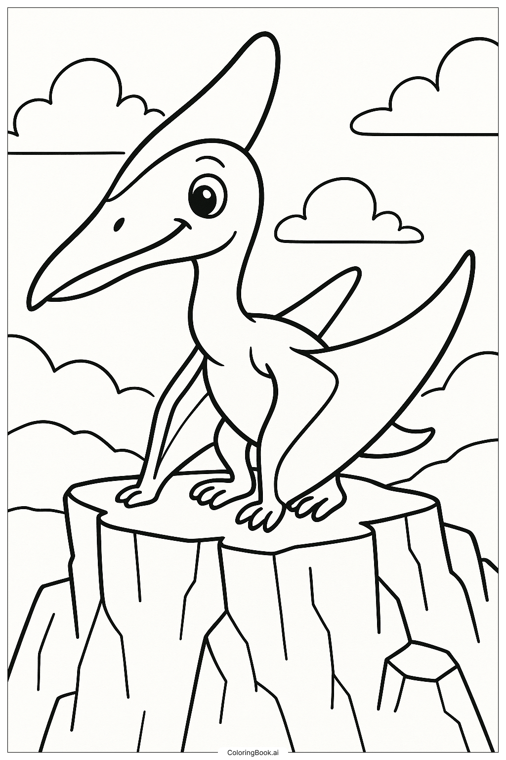  Página para colorir de Quetzalcoatlus Pousado em um Penhasco 