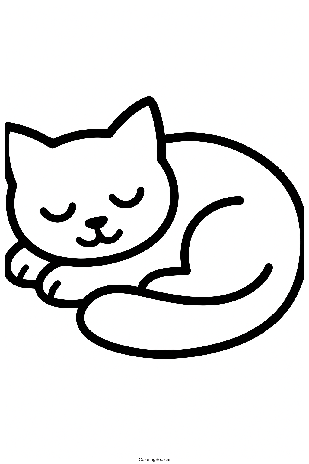  Página para colorir de Um Gato Dormindo no Jardim 
