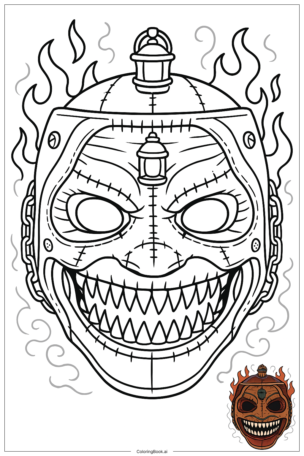 Trang tô màu Gần gũi với mặt nạ của The Fiend