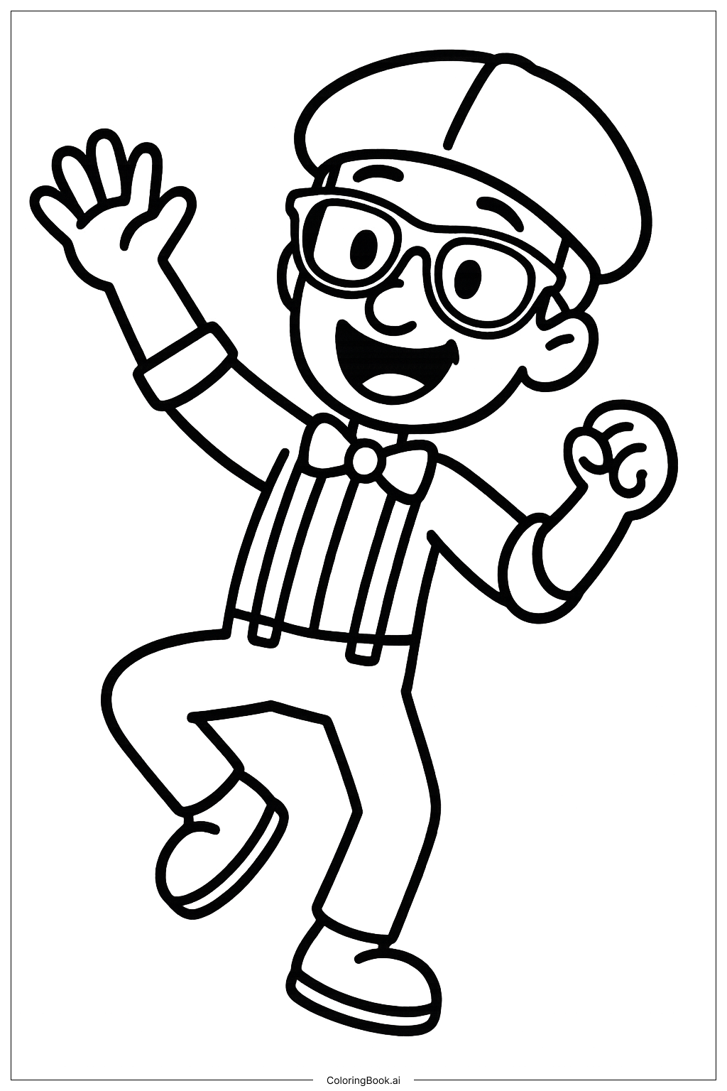  ブリッピのハッピーダンスポーズの塗り絵ページ 
