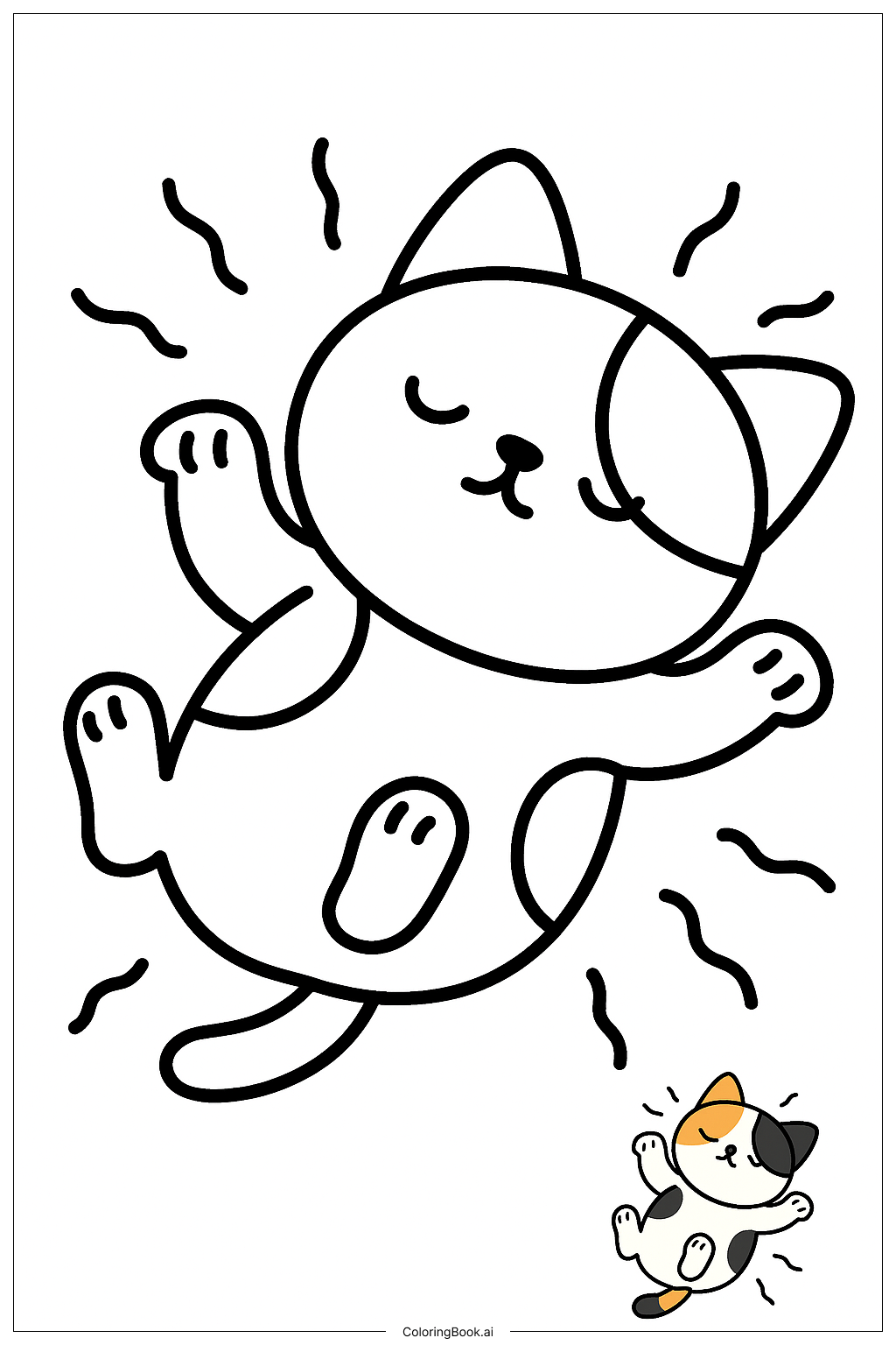  칼리코 고양이 일광욕 색칠공부 페이지 