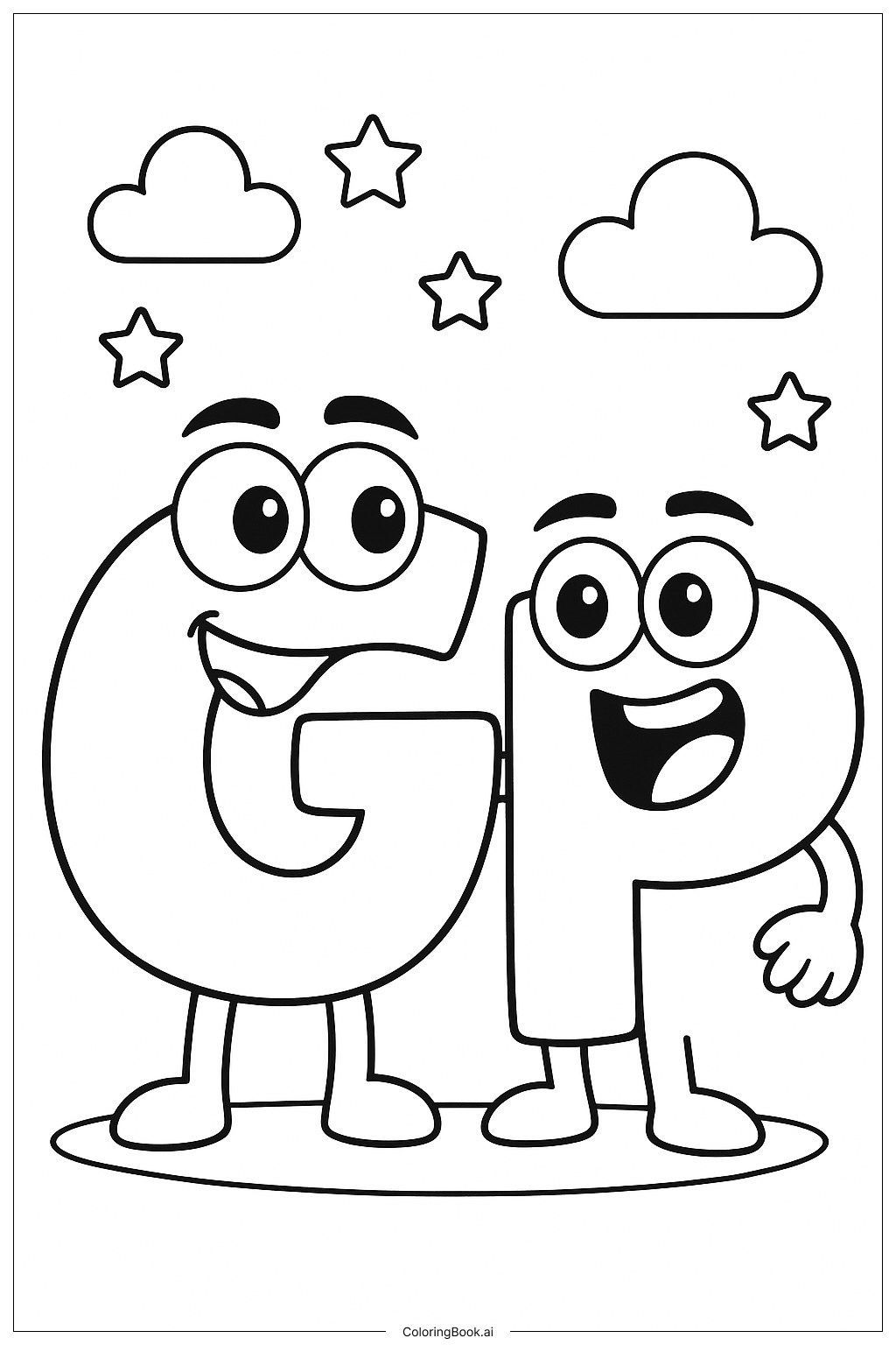 Alphabet Lore G And P Team Up Coloring Page