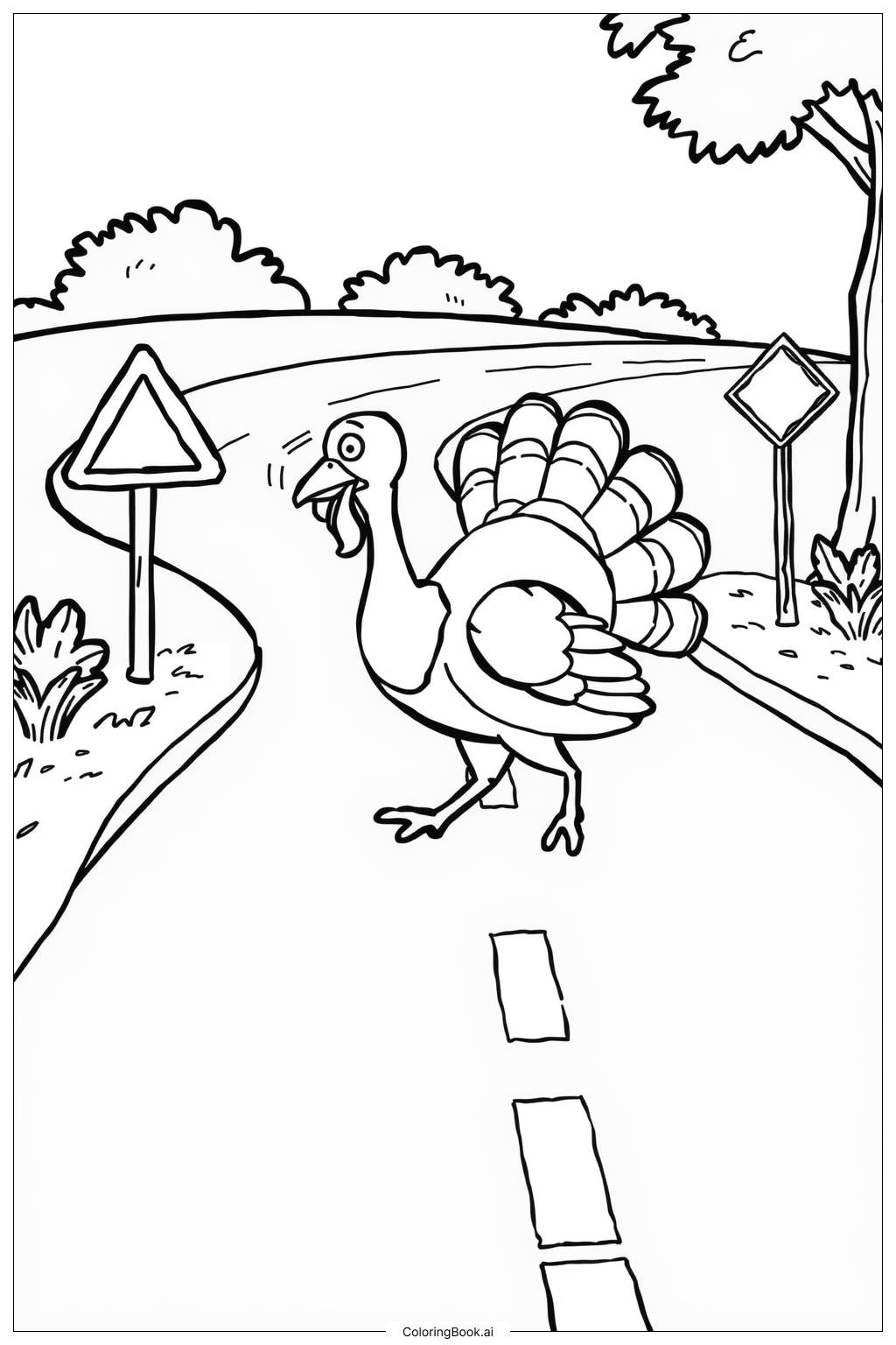  Turkey Crossing Road Coloring Page 