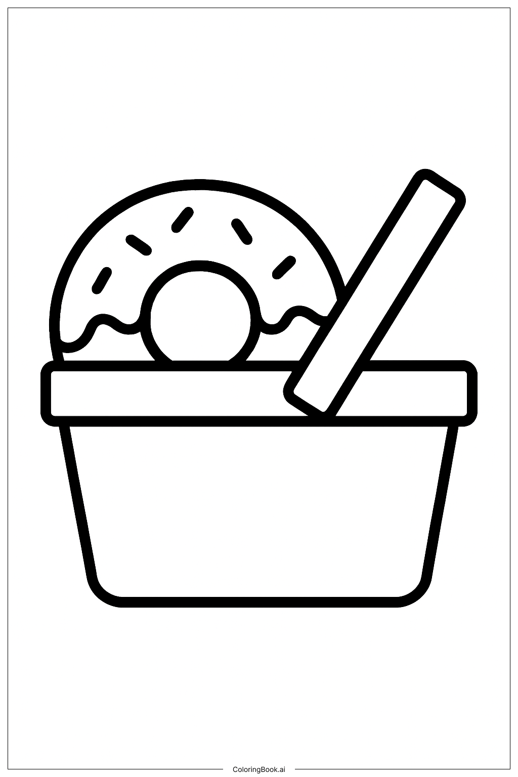  Donut In A Picnic Basket Coloring Page 