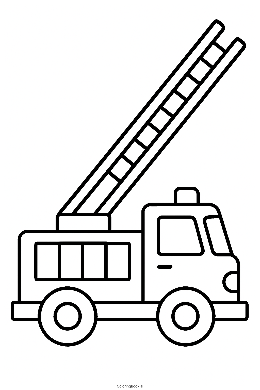  Page de coloriage Camion de pompiers avec grande échelle 