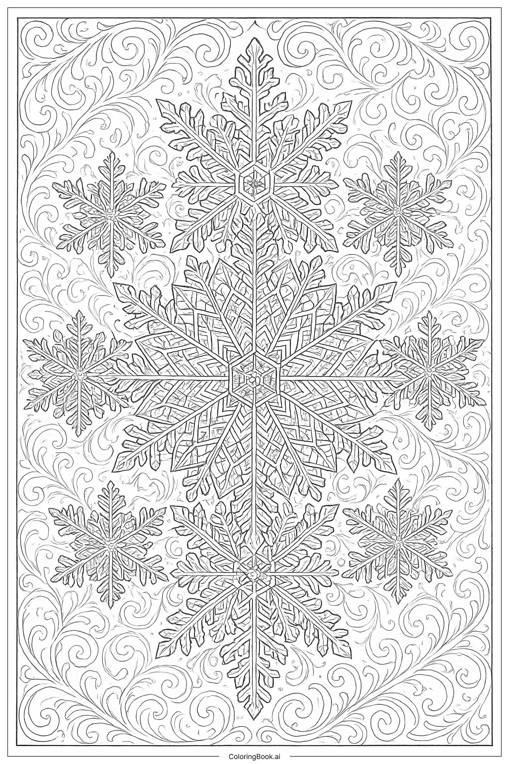  Intricate Snowflake Mandala Coloring Page 