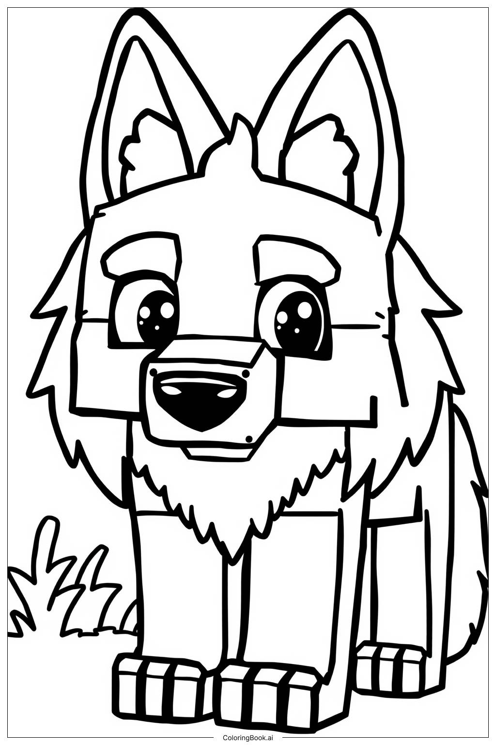  Página para colorear de Lobo de Minecraft 