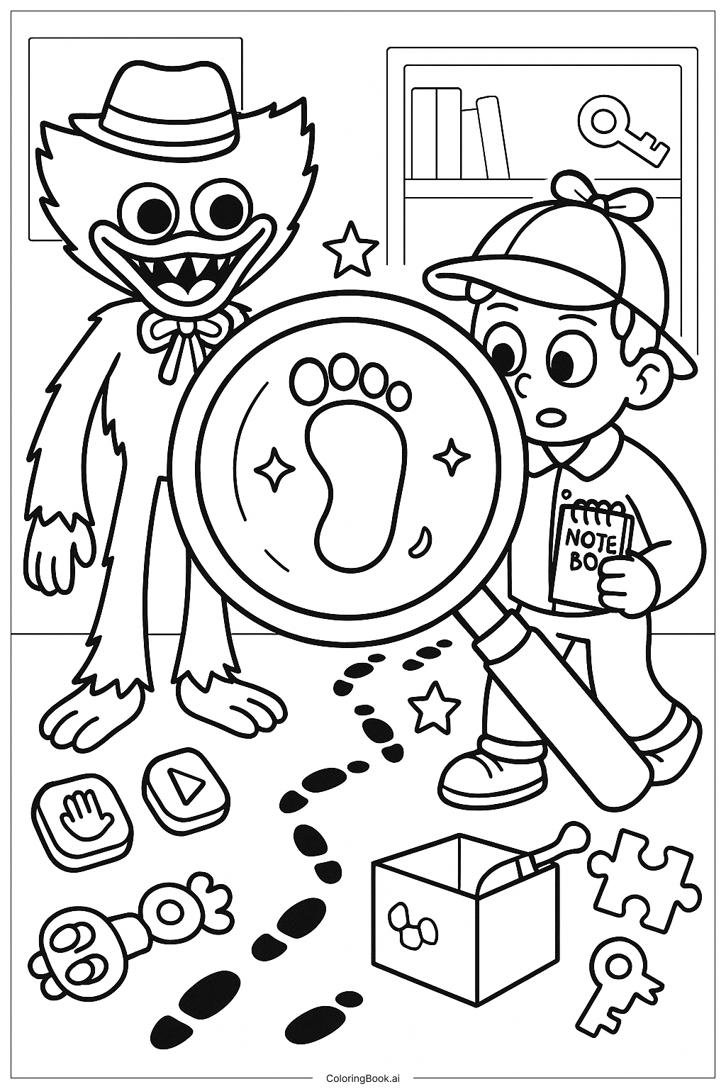 Poppy Playtime Magnifying Glass Clue Hunt Coloring Page 