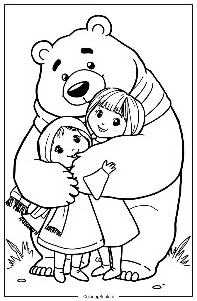  Página para colorear de Masha y el Oso 