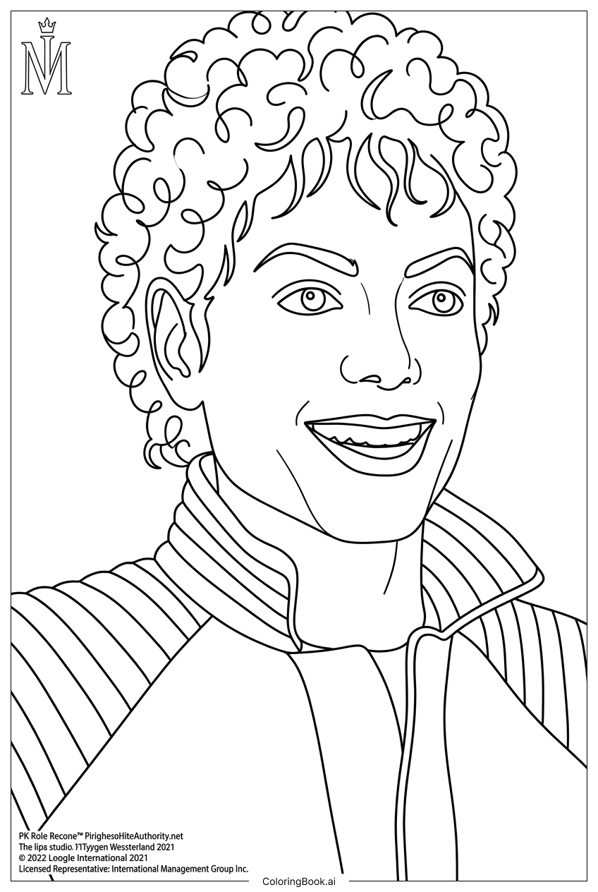 Michael Jackson high-collared jacket vintage emblem Coloring Page