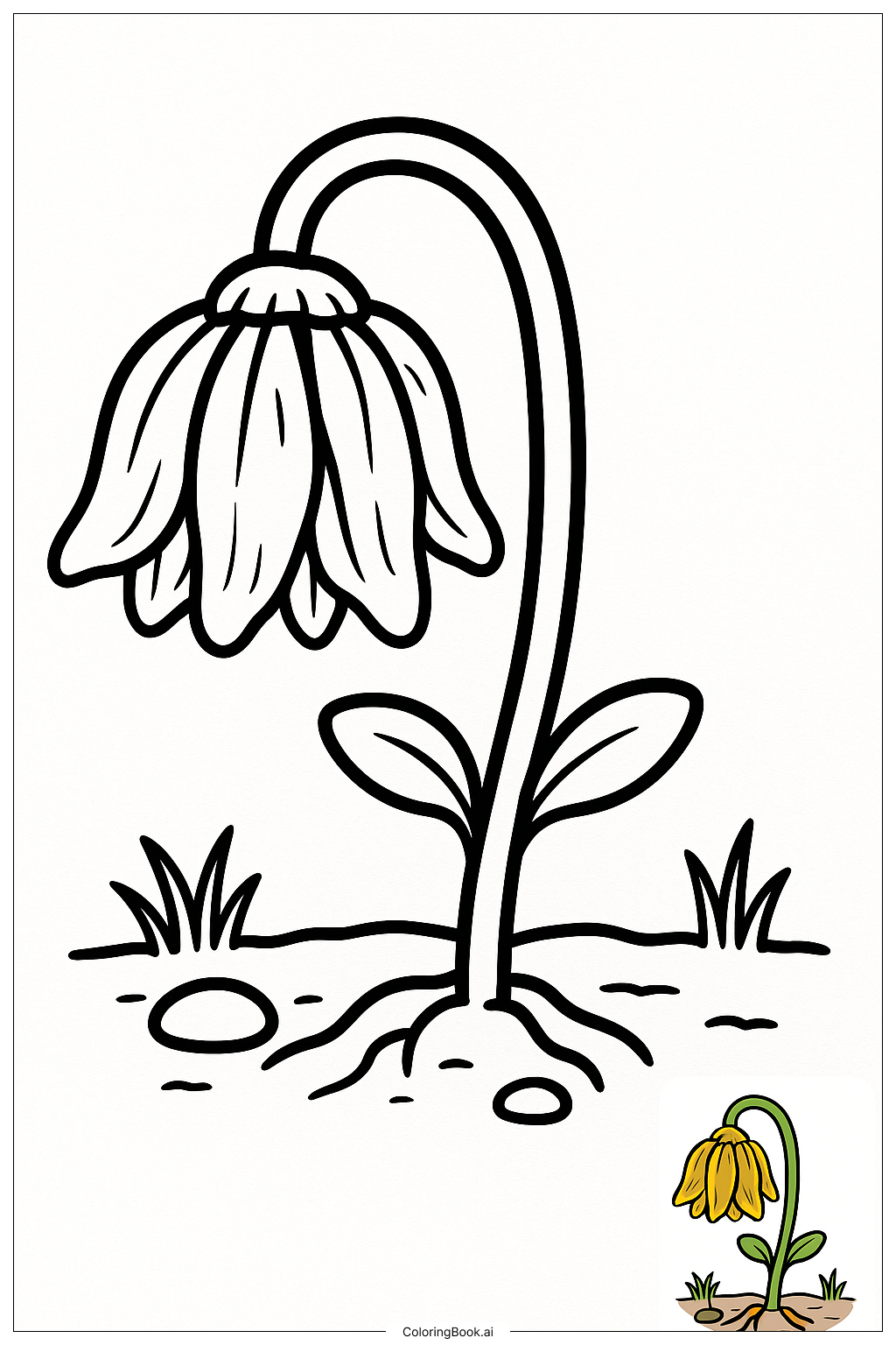  枯れた花の再生の塗り絵ページ 