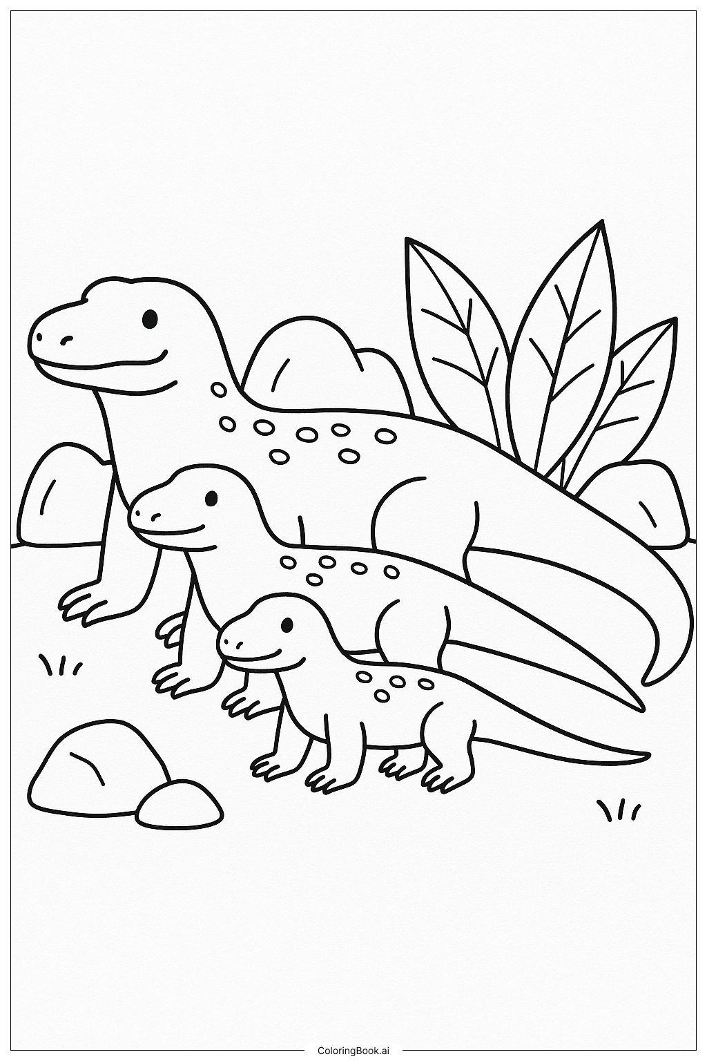  Eine Familie von Komodowaranen Ausmalseite 