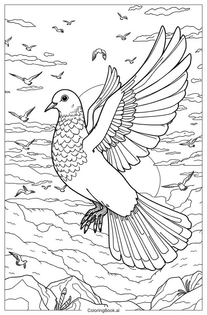  Página para colorear de Pájaro Volando 