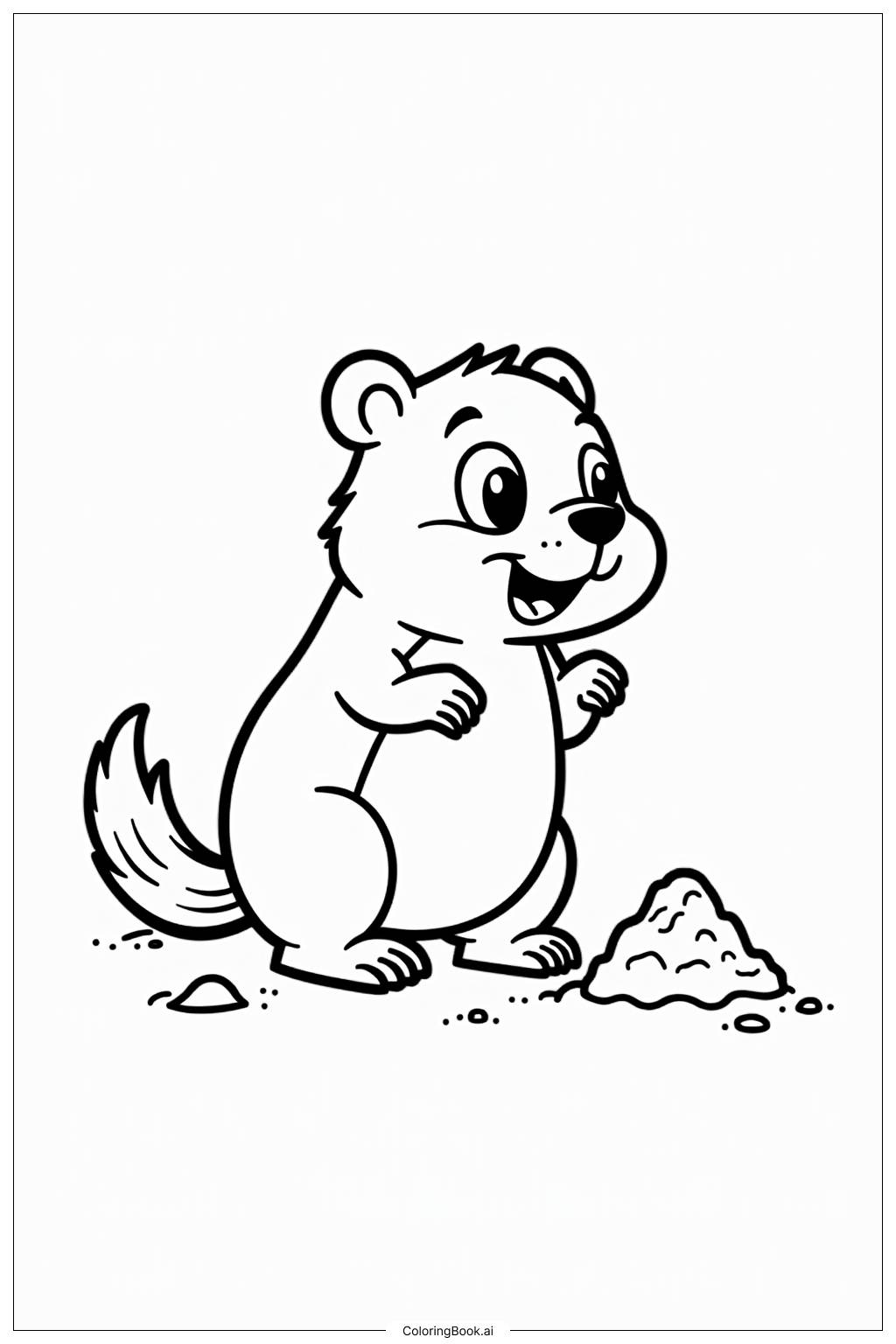  Ground Hog Digging Underground Coloring Page 