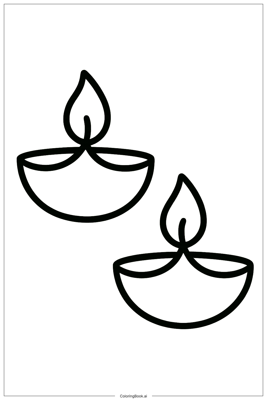 Zwei Diwali Diyas Ausmalseite
