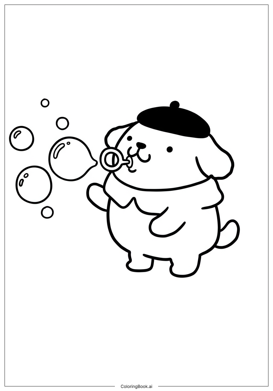 Pompompurin 吹泡泡著色頁
