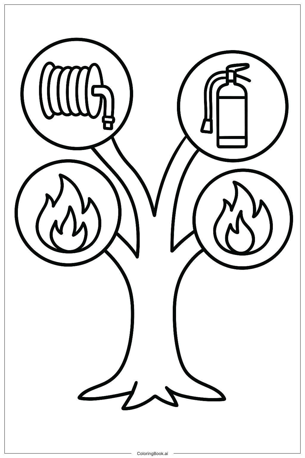 我的消防安全会议树填色页
