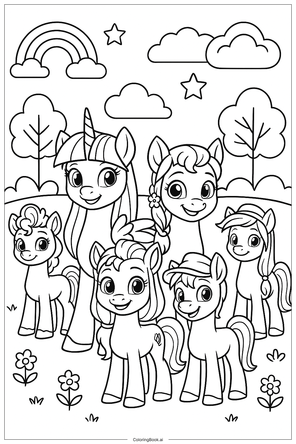  我的小馬驚喜創作場景著色頁 