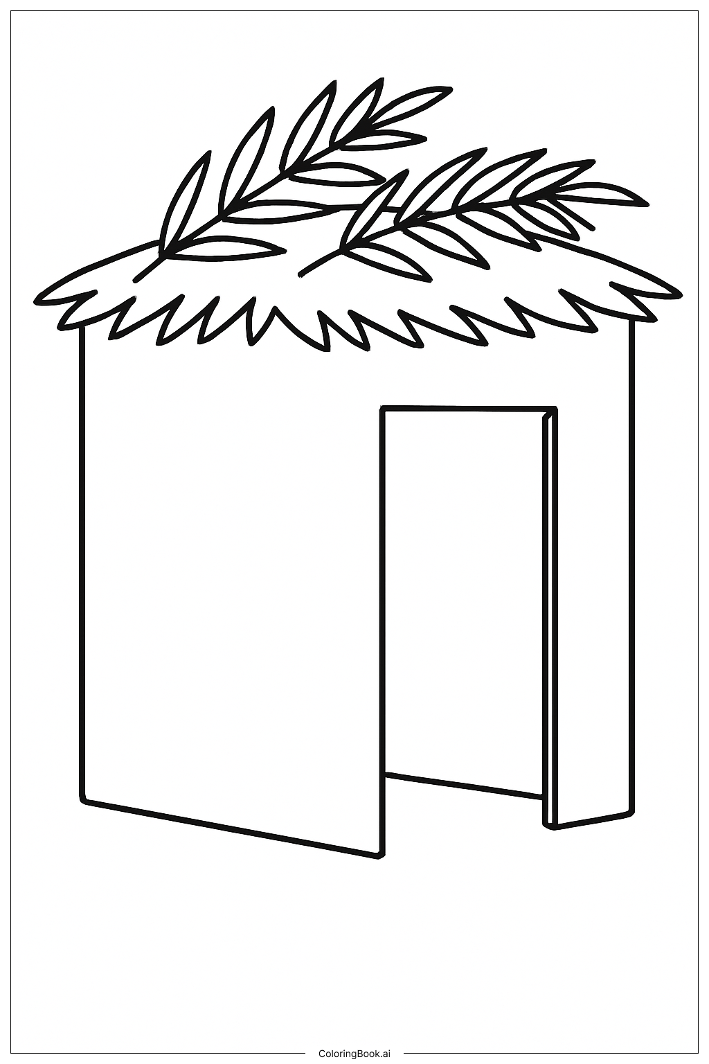  子供のスコット（仮庵）イラストの塗り絵ページ 